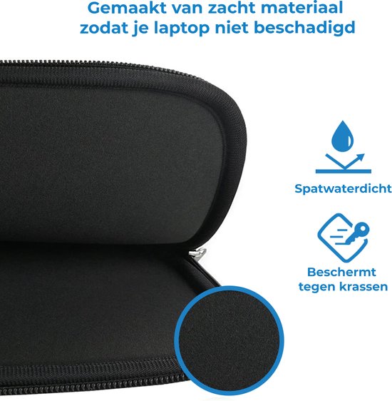 Intérieur doux de la housse d'ordinateur portable noire, résistant aux éclaboussures et aux rayures