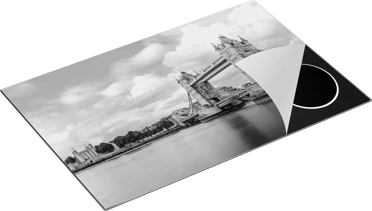 Chefcare Inductie Beschermer Tower Bridge in Londen - Zwart Wit - 80x52 cm - Afdekplaat Inductie - Kookplaat Beschermer - Inductie Mat