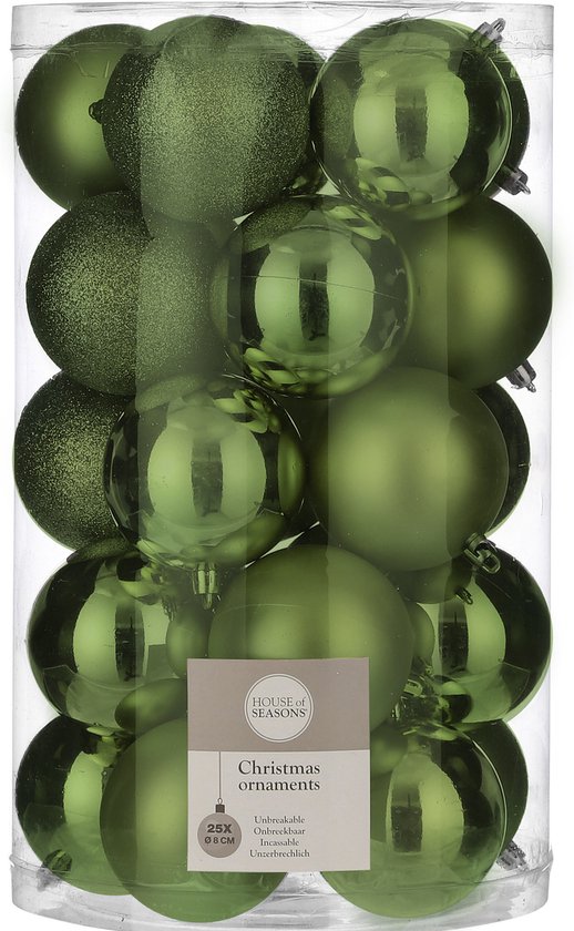 50x stuks kunststof kerstballen donkergroen 8 cm - Onbreekbare kerstballen - Kerstboomversiering