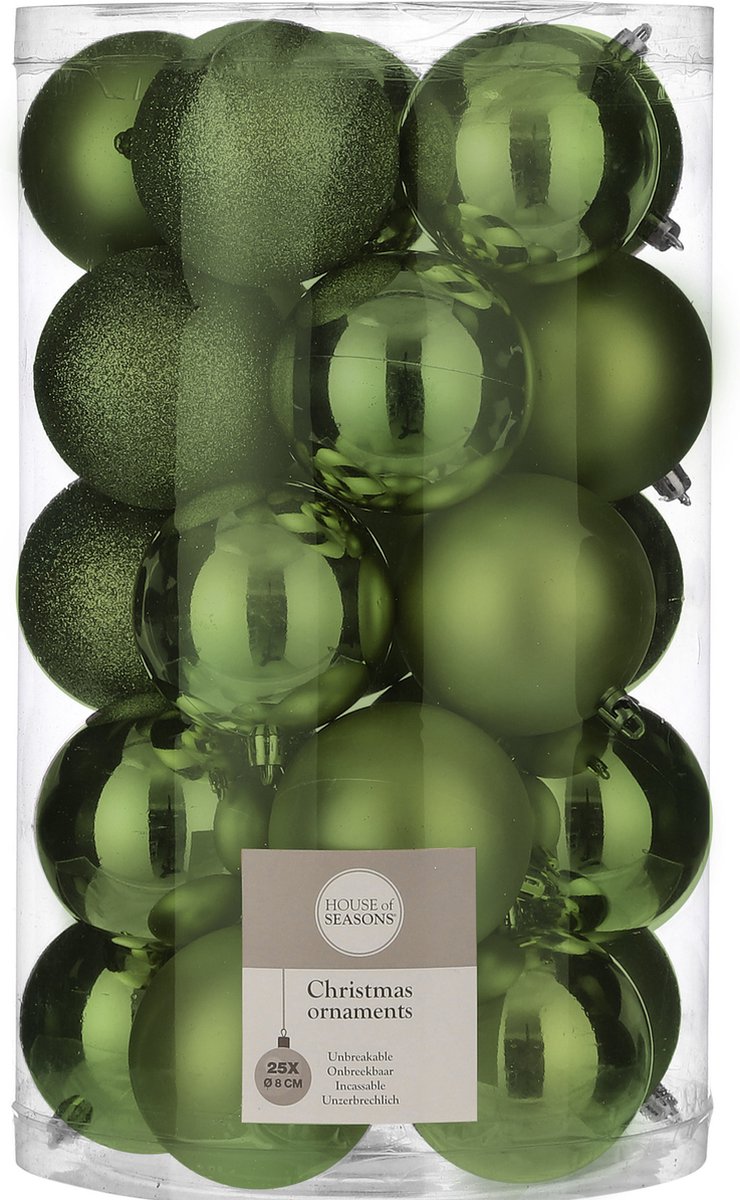 50x stuks kunststof kerstballen donkergroen 8 cm - Onbreekbare kerstballen - Kerstboomversiering
