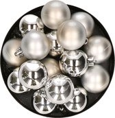 32x stuks kunststof kerstballen zilver 4 cm - Onbreekbare plastic kerstballen - Kerstboomversiering