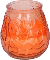 1x Citronella lowboy tuin kaarsen in oranje glas 10 cm - Anti muggen/insecten artikelen