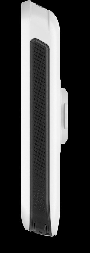 Zijaanzicht van witte Garmin Edge Explore 2 fietsnavigatie.