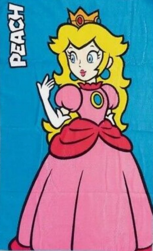 Strandlaken Nintendo Super Mario Prinses Peach - Blauw / Multicolor - Handdoek - 50 cm x 80 cm