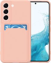 LuxeBass Hoesje geschikt voor Samsung S22+ - Siliconen hoesje - Licht Roze - Pasjeshouder - telefoonhoes - gsm hoes - gsm hoesjes