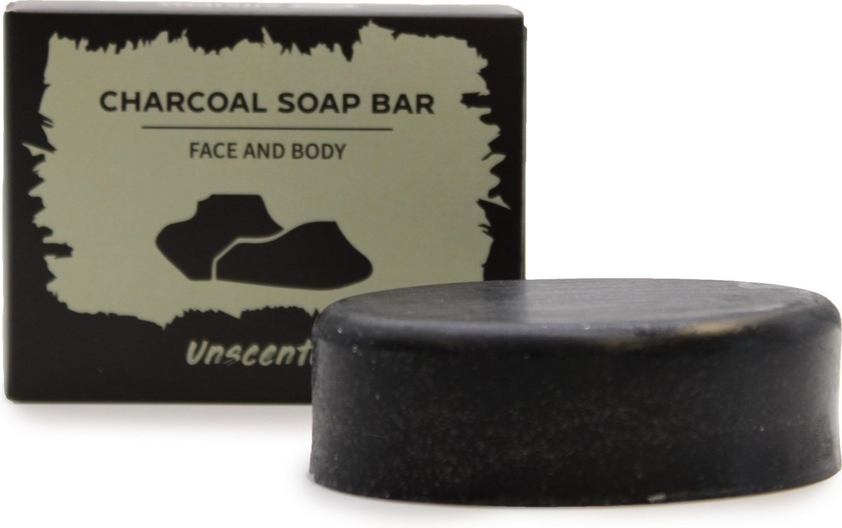 Houtskool Zeep Bar - Ongeparfumeerd - 85 gram - Vegan Hand & Body Zeep - 5 stuks