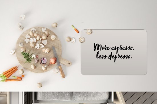 Napperon - Napperons en plastique - Plus d'espresso. Moins depresso - Citations - Énonciations - Café - Espresso - 45x30 cm - 6 pièces - Résistant à la chaleur - Antidérapant - Coussinet - Amovible