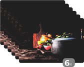 Set de Table - Napperons de Table en Plastique - Rustique - Nature Morte - Pan - Légumes - 45x30 cm - 6 Pièces - Résistant à la Chaleur - Antidérapant - Pad - Amovible