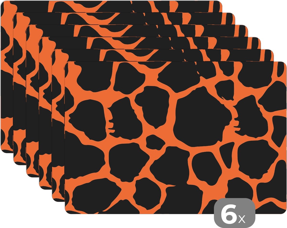 Placemats - Dierenprint - Giraffe - Design - Dieren - Tafelbeschermer - Onderlegger - Placemat - 45x30 cm - 6 stuks