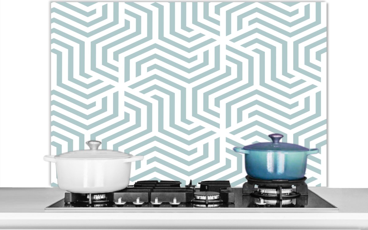 Spatscherm - Design - Keuken - Lijn - Groen - Spatwand - 100x65 cm - Achterwand keuken