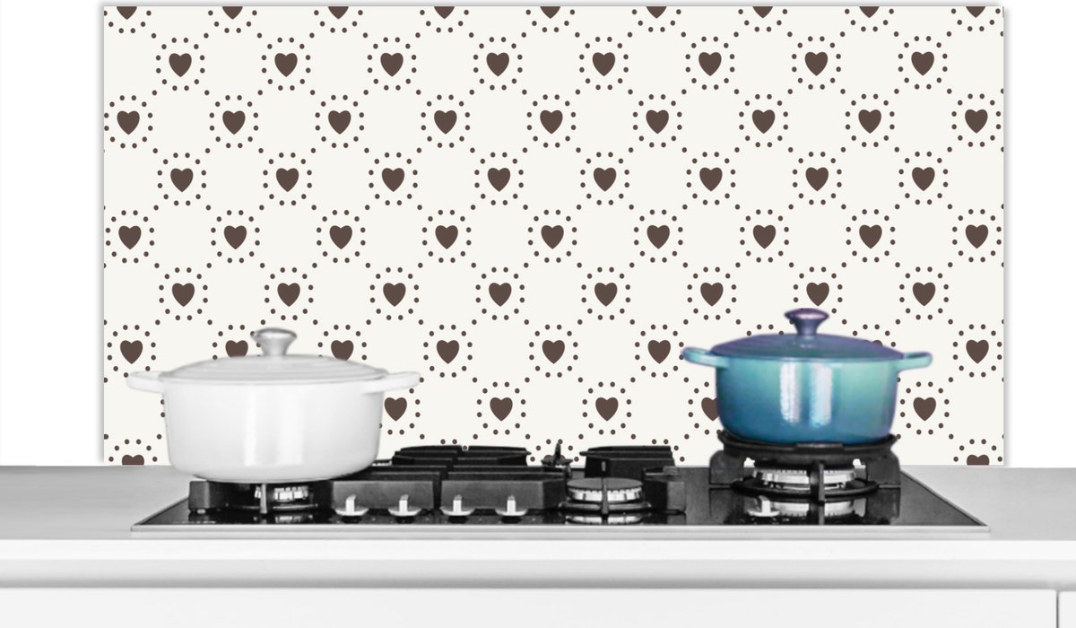 Spatscherm - Design - Patronen - Hart - Stippen - Spatwand - 120x60 cm - Achterwand keuken