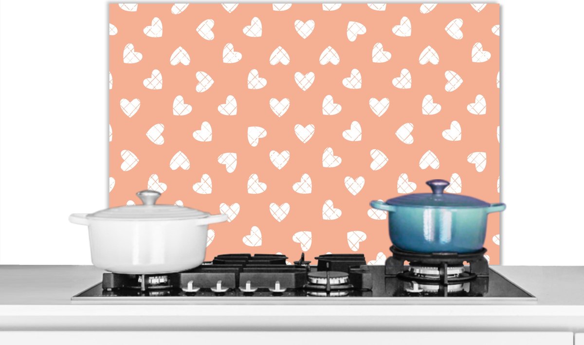 Achterwand keuken - Spatwand - Patronen - Keuken - Design - Figuren - Hart - 80x55 cm - Spatscherm