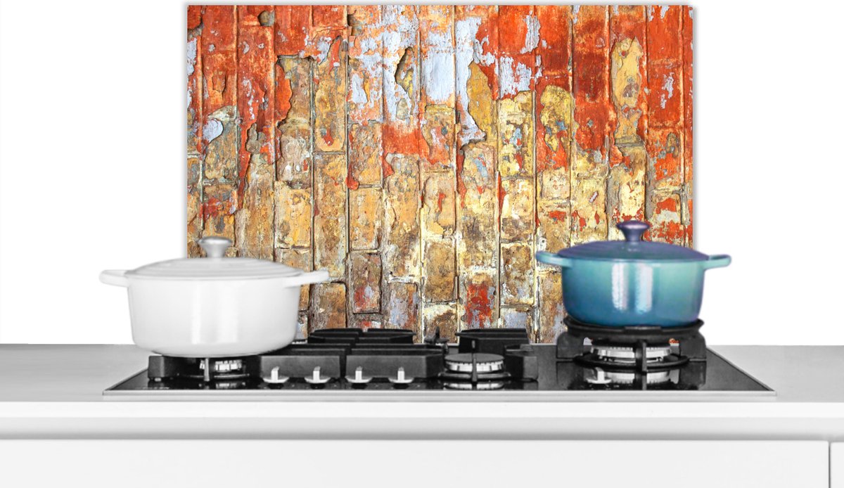 Spatscherm - Verf - Baksteen - Muur - Spatwand keuken - Koken - 70x50 cm