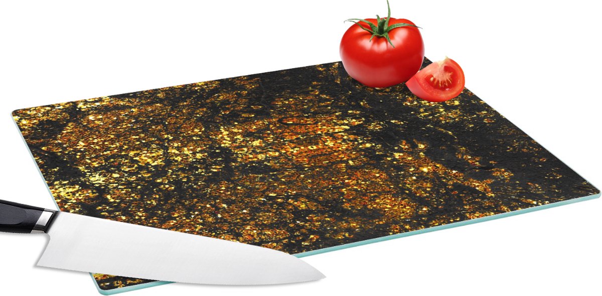 Glazen Snijplank - 39x28 - Marmer - Glitter - Goud - Snijplanken Glas