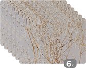 Set de Table - Nature - Branches - Fleurs - 45x30 cm - 6 pièces - Résistant à la Chaleur - Antidérapant - Coussinet - Amovible