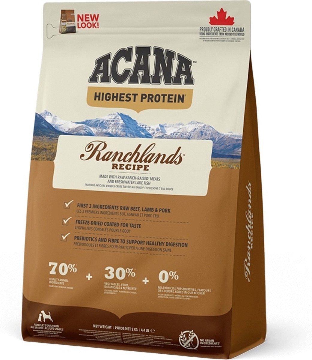 Poëzie Haalbaarheid Classificeren Acana Hondenvoer Highest Protein Ranchland 2 kg | bol.com
