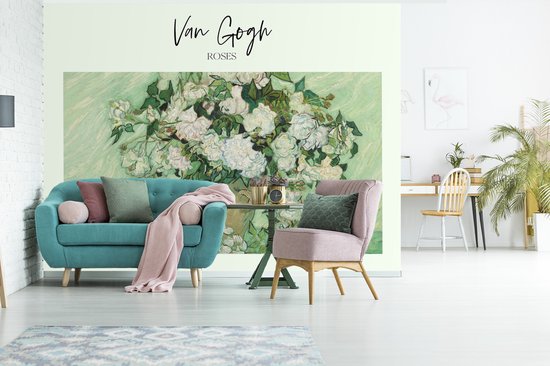 Behang - Fotobehang Schilderij - Roses - Van Gogh - Breedte 375 cm x hoogte 280 cm