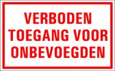 Verboden toegang voor onbevoegden tekststicker 320 x 200 mm