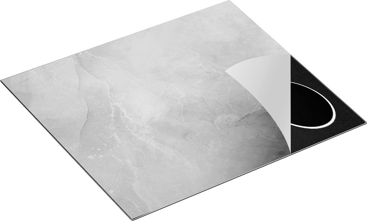Chefcare Inductie Beschermer Abstracte Kunst - Elegante Blauw Roze Marmer - Zwart Wit - 60x55 cm - Afdekplaat Inductie - Kookplaat Beschermer - Inductie Mat