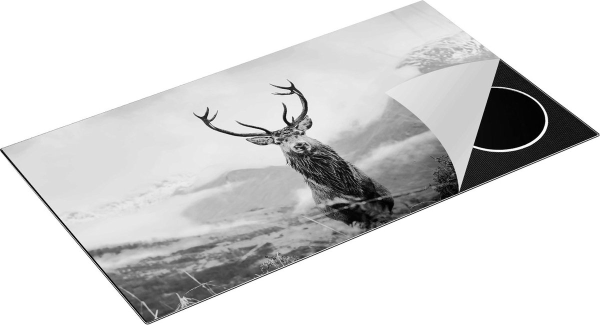 Chefcare Inductie Beschermer Hert in de Bergen - Zwart Wit - 95x55 cm - Afdekplaat Inductie - Kookplaat Beschermer - Inductie Mat
