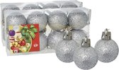 16x stuks kerstballen zilver glitters kunststof diameter 3 cm - Kerstboom versiering