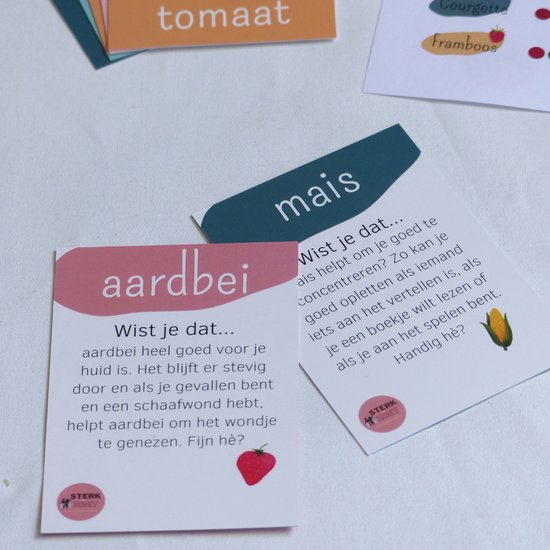Thumbnail van een extra afbeelding van het spel Tafelkaartjes met groente en fruit - kaartspel - opvoeding - kinderen