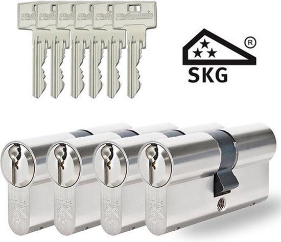 Pfaffenhain SKG3 - cilindersloten - 4 stuks gelijksluitend - 2x 30/30 - 1x 40/40 - 1x 30/45 incl 6 sleutels - Pfaffenhain