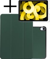iPad Air 5 2022 Hoesje Met Screenprotector Case Hard Cover Hoes Met Apple Pencil Uitsparing Book Case - Donker Groen