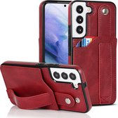 Samsung Galaxy S22  Telefoonhoesje | Back Cover | Lederen Case | Pasjeshouder | Rood