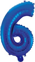 folieballon cijfer 6 41 cm blauw