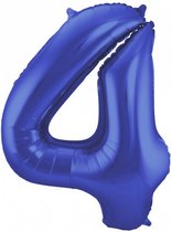 folieballon cijfer 4 Metallic 86 cm blauw