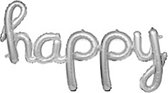 folieballon happy 90 x 42 cm zilver