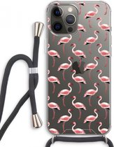 Case Company® - iPhone 12 Pro Max hoesje met Koord - Flamingo - Telefoonhoesje met Zwart Koord - Extra Bescherming aan alle Kanten en Over de Schermrand