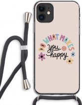 Case Company® - iPhone 11 hoesje met Koord - Happy days - Telefoonhoesje met Zwart Koord - Extra Bescherming aan alle Kanten en Over de Schermrand