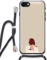 Case Company® - iPhone 8 hoesje met Koord - I drink wine - Telefoonhoesje met Zwart Koord - Extra Bescherming aan alle Kanten en Over de Schermrand
