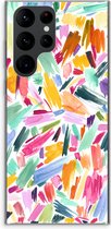 Case Company® - Samsung Galaxy S22 Ultra hoesje - Watercolor Brushstrokes - Soft Cover Telefoonhoesje - Bescherming aan alle Kanten en Schermrand