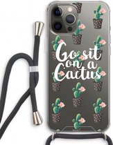 Case Company® - iPhone 12 Pro hoesje met Koord - Cactus quote - Telefoonhoesje met Zwart Koord - Extra Bescherming aan alle Kanten en Over de Schermrand