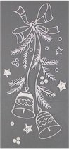 raamsticker kerstkrans 49 x 23 cm wit/grijs