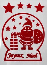raamstickers kerstman en sterren 29,5 x 40 cm PVC rood