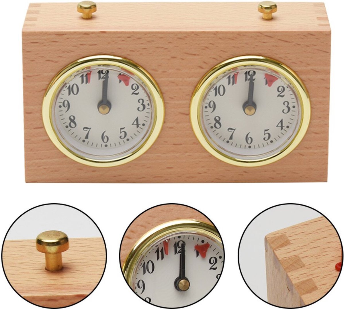 Schaakklok Hout - Schaakklok Analoog - Klassiek Schaken - Professioneel Schaken - Geen Batterijen Nodig — cadeau in Spellen & Speelgoed - foto 2