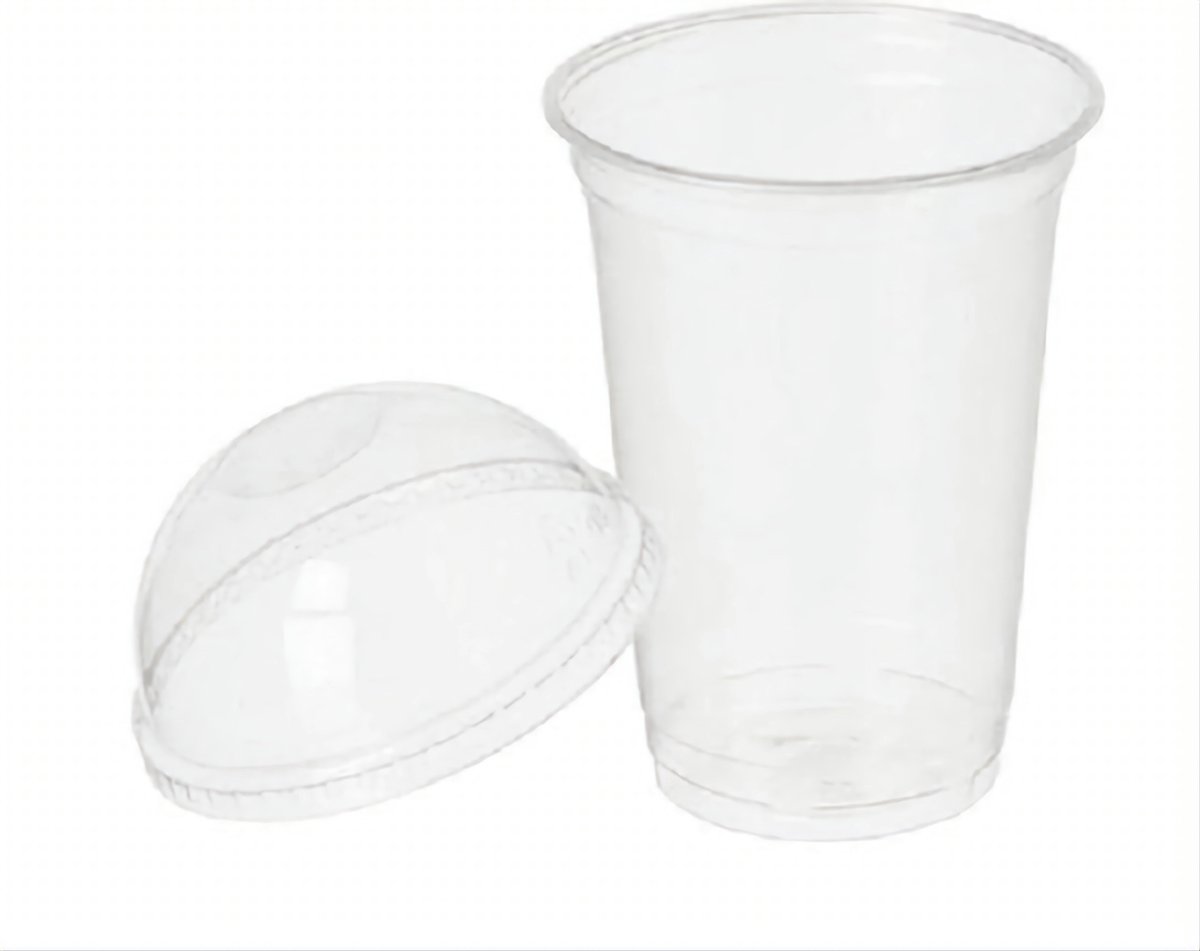 100x Smoothie/salade beker met dome deksel 500cc
