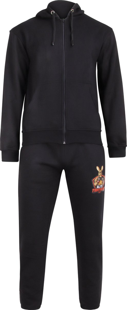 Ali's fightgear - Joggingpak - Kangoeroe bokser met logo op broek en vest - Maat XL - trainingspak heren - joggingbroek heren - joggingpak heren - huispak heren - huispak heren volwassenen - joggingpak heren volwassenen - joggingpak jongens