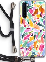 Case Company® - OnePlus Nord hoesje met Koord - Watercolor Brushstrokes - Telefoonhoesje met Zwart Koord - Bescherming aan alle Kanten en Over de Schermrand
