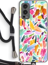 Case Company® - OnePlus Nord 2 5G hoesje met Koord - Watercolor Brushstrokes - Telefoonhoesje met Zwart Koord - Bescherming aan alle Kanten en Over de Schermrand