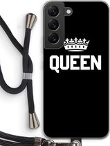 Case Company® - Samsung Galaxy S22 hoesje met Koord - Queen zwart - Telefoonhoesje met Zwart Koord - Bescherming aan alle Kanten en Over de Schermrand