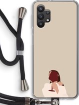 Case Company® - Samsung Galaxy A32 5G hoesje met Koord - I drink wine - Telefoonhoesje met Zwart Koord - Bescherming aan alle Kanten en Over de Schermrand