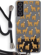 Case Company® - Samsung Galaxy S21 FE hoesje met Koord - Alpacas - Telefoonhoesje met Zwart Koord - Bescherming aan alle Kanten en Over de Schermrand