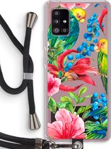 Case Company® - Samsung Galaxy A51 5G hoesje met Koord - Papegaaien - Telefoonhoesje met Zwart Koord - Bescherming aan alle Kanten en Over de Schermrand