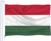 Senvi Printwear - Flag Hungary - Grote Hongarije vlag - Gemaakt Van 100% Polyester - UV & Weerbestendig - Met Versterkte Mastrand - Messing Ogen - 90x150 CM - Fair Working Conditio