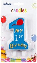 verjaardagskaarsje jongens junior 13 x 3 cm wax blauw